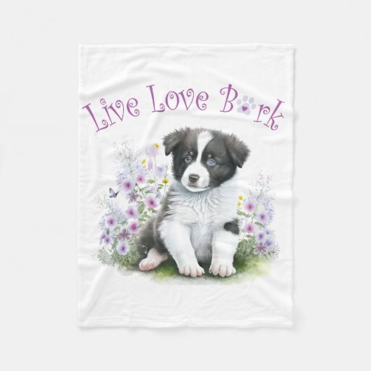 Border Collie Hondenmoeder Bloemstuk Fleece Deken (Voorkant)