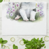 Border Collie Hondenmoeder Bloemstuk Theedoek (Gevouwen)
