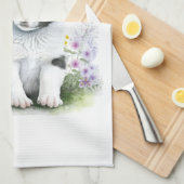 Border Collie Hondenmoeder Bloemstuk Theedoek (Quarter Fold)