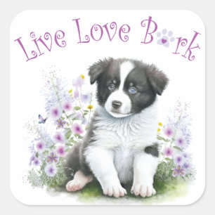 Border Collie Hondenmoeder Bloemstuk Vierkante Sticker