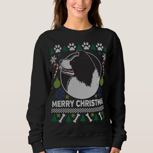Border Collie Hondenras Ugly KerstSweater Trui (Voorkant)