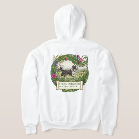 Border Collie Hondenuitlater Aangepaste Ritssluiti Hoodie (Laag Achter)