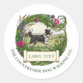 Border Collie Hondenuitlater Aangepaste Stickerlab Ronde Sticker (Voorkant)