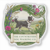 Border Collie Hondenuitlater Aangepaste Vinyl Stic Sticker (Voorkant)