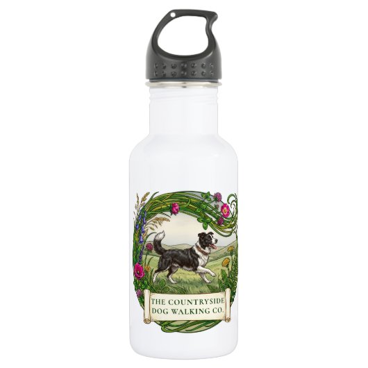 Border Collie Hondenuitlater Aangepaste Waterfles (Voorkant)