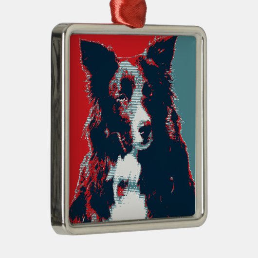 Border Collie Hope Parody Poster Metalen Ornament (Rechts)
