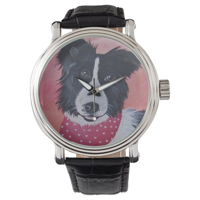 Border Collie Horloge (Voorkant)