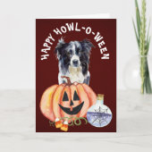 Border Collie Howl-o-Ween Groet Kaart (Voorkant)