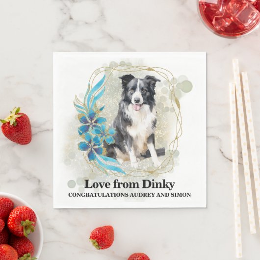 Border Collie Huisdier bruiloft servetten met hond (Insitu)