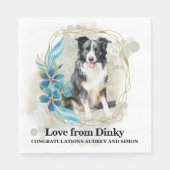 Border Collie Huisdier bruiloft servetten met hond (Voorkant)