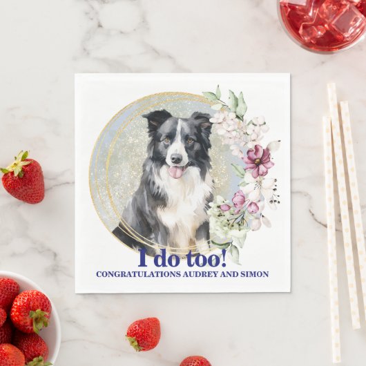 Border Collie Huisdier bruiloft servetten met hond (Insitu)