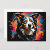 Border Collie Huisdier Vibrant Briefkaart (Voorkant / Achterkant)