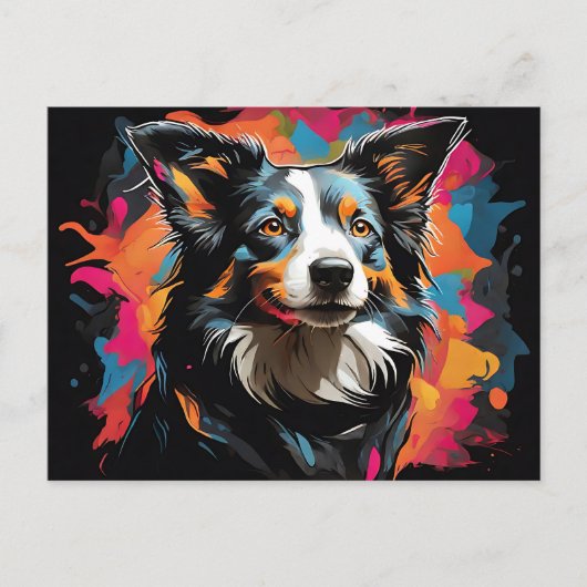 Border Collie Huisdier Vibrant Briefkaart (Voorkant)