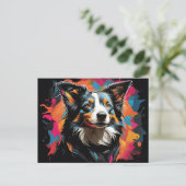 Border Collie Huisdier Vibrant Briefkaart (Staand voorkant)
