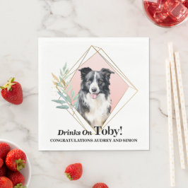 Border Collie-huwelijksservetten met hondenfoto Servet
