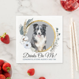 Border Collie-huwelijksservetten met hondenfoto Servet
