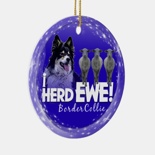 Border Collie i HERD EWE SHEEP CHRISTMAS ORNAMENT (Rechts)