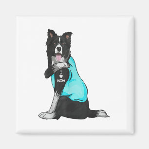 Border Collie I Love Mom Tattoo Kleding Hond Mama Magneet