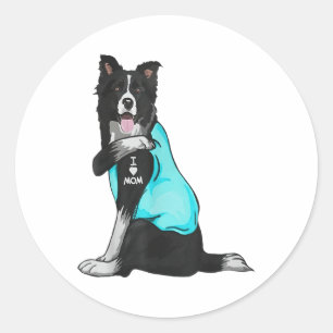 Border Collie I Love Mom Tattoo Kleding Hond Mama Ronde Sticker
