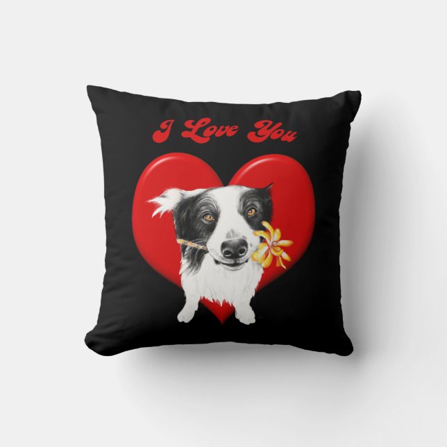 Border Collie I love you Kussen (Voorkant)