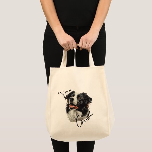 Border Collie - Ik ben een Genius Canvas tas (Voorkant (product))