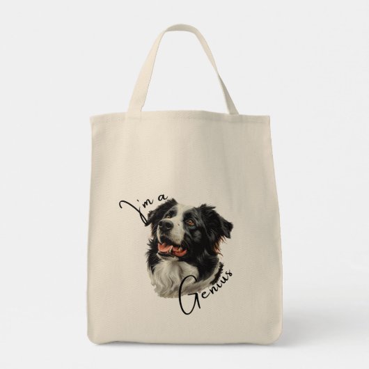 Border Collie - Ik ben een Genius Canvas tas (Achterkant)
