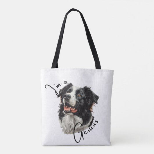 Border Collie - Ik ben een Genius Canvas tas (Achterkant)