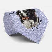 Border Collie-"Ik ben een Genius" Grappig Ontwerp Stropdas (Opgerold)