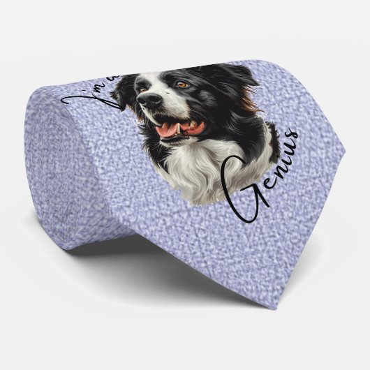 Border Collie-"Ik ben een Genius" Grappig Ontwerp Stropdas (Opgerold)