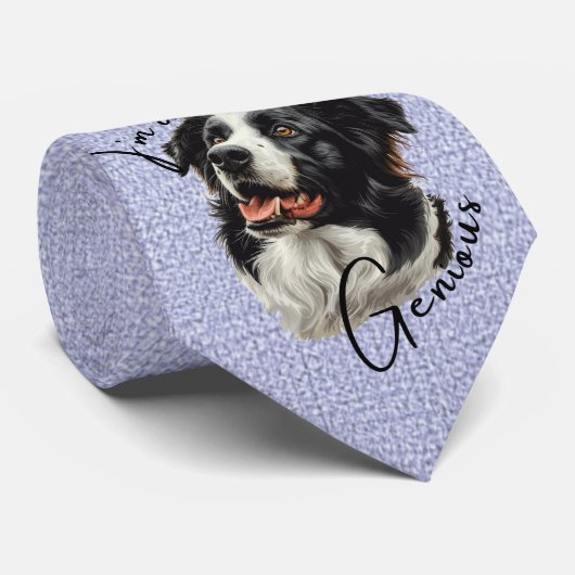 Border Collie-"Ik ben een Genius" Grappig Ontwerp Stropdas (Opgerold)