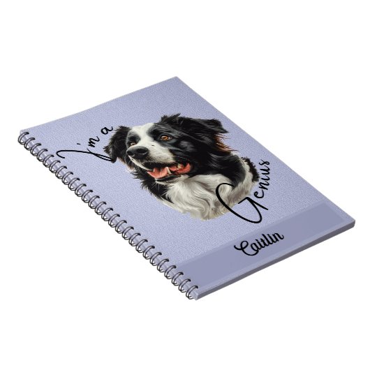 Border Collie - "I'm a Genius" - Aanpasbaar ontwer Notitieboek (Rechterzijde)
