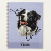 Border Collie - "I'm a Genius" - Aanpasbaar ontwer Planner (Voorkant)