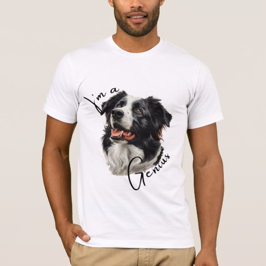Border Collie 'I'm a Genius' .Leuk en slim ontwerp T-shirt (Voorkant)