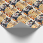Border Collie in Autumn verlaat Thanksgiving Cadeaupapier (Hoek)
