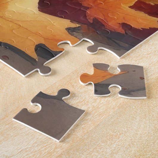 Border Collie in Autumn verlaat Thanksgiving Legpuzzel (Zijkant)