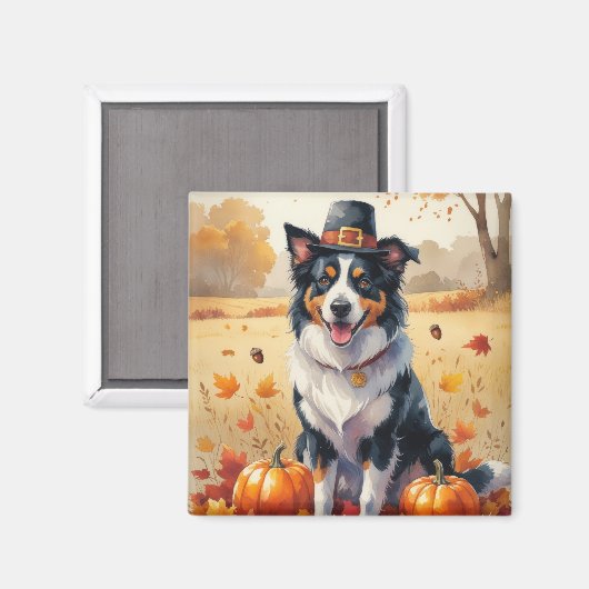 Border Collie in Autumn verlaat Thanksgiving Magneet (Voorkant / Achterkant)