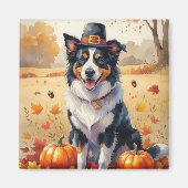 Border Collie in Autumn verlaat Thanksgiving Magneet (Voorkant)
