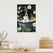 Border Collie In Badkuip Poster, Grappige Hond Pos Poster (Keuken)