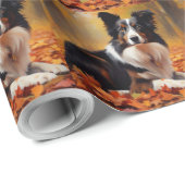 Border Collie in de herfst laat Herfst inspireren Cadeaupapier (Rol Hoek)