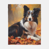 Border Collie in de herfst laat Herfst inspireren Fleece Deken (Voorkant)