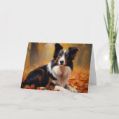 Border Collie in de herfst laat Herfst inspireren Kaart (Voorkant)