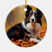 Border Collie in de herfst laat Herfst inspireren Keramisch Ornament (Voorkant)
