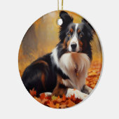 Border Collie in de herfst laat Herfst inspireren Keramisch Ornament (Links)