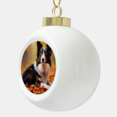 Border Collie in de herfst laat Herfst inspireren Keramische Bal Ornament (Rechts)