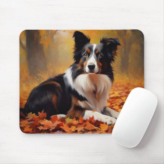 Border Collie in de herfst laat Herfst inspireren Muismat (Met muis)