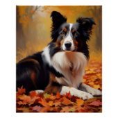 Border Collie in de herfst laat Herfst inspireren Perfect Poster (Voorkant)