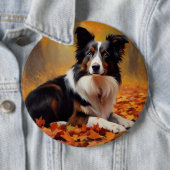 Border Collie in de herfst laat Herfst inspireren Ronde Button 6,0 Cm (In situ)