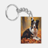 Border Collie in de herfst laat Herfst inspireren Sleutelhanger (Voorkant Links)