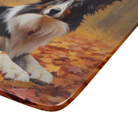 Border Collie in de herfst laat Herfst inspireren Snijplank (Hoek)