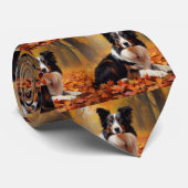 Border Collie in de herfst laat Herfst inspireren Stropdas (Opgerold)